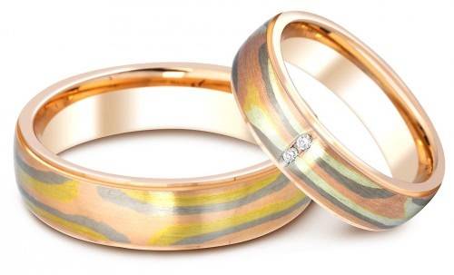 Обручальное кольцо с бриллиантами Мокуме Гане Peter Heim 16.0
