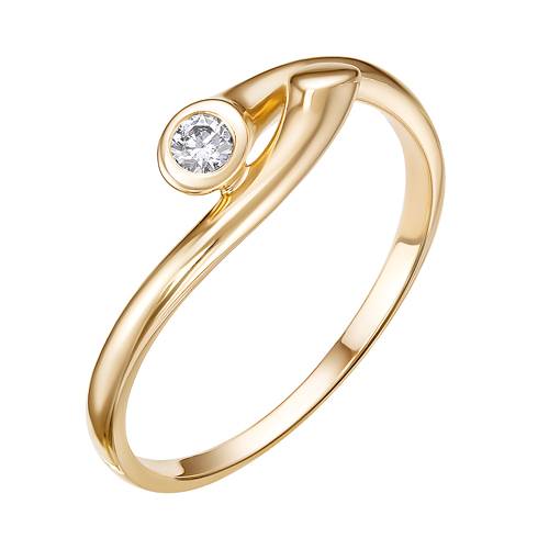 Кольцо из красного золота с бриллиантом (039994)
