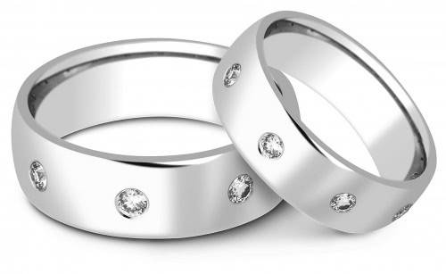 Обручальное кольцо  из белого золота с бриллиантами  16.5