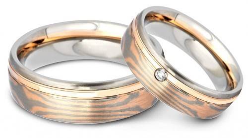 Обручальное кольцо с бриллиантом Мокуме Гане Peter Heim 16.5