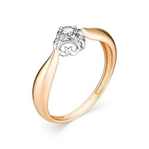 Помолвочное кольцо из красного золота с бриллиантом (032368)
