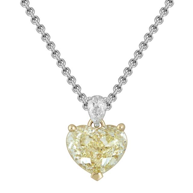Колье из комбинированного золота с бриллиантами "Сердце" (048404)