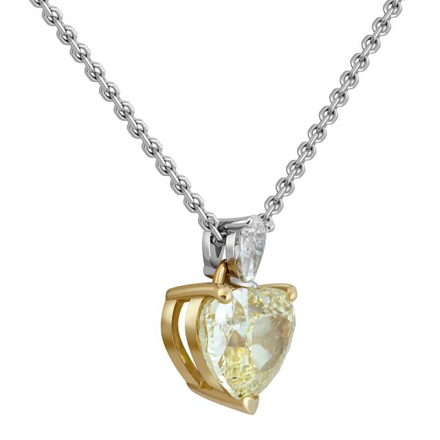 Колье из комбинированного золота с бриллиантами "Сердце" (048404)