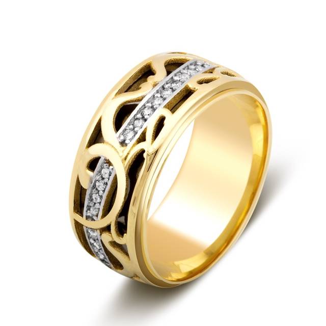 Обручальное кольцо из комбинированного золота с бриллиантами (024472)