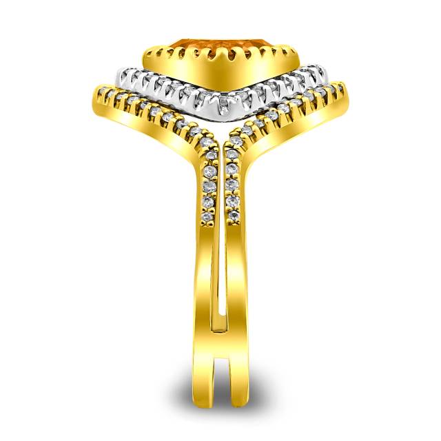 Кольцо из жёлтого золота с бриллиантами и цитрином (022200)