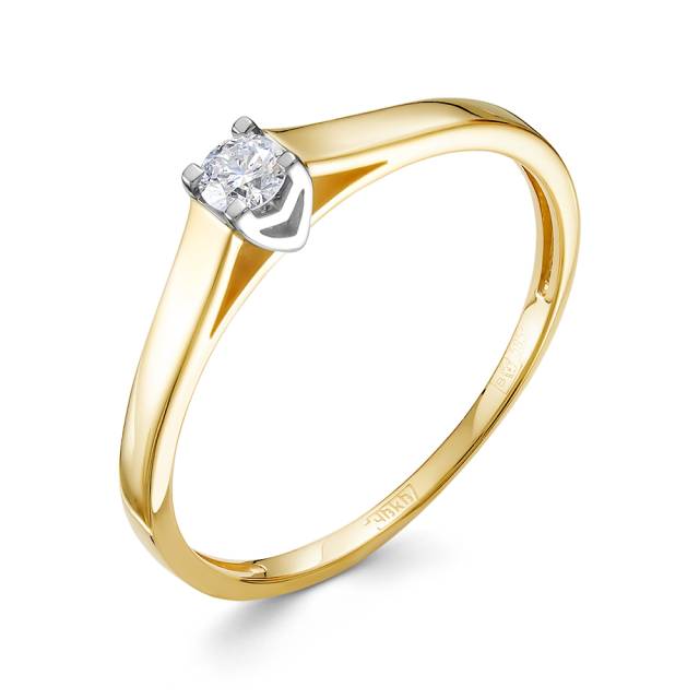 Помолвочное кольцо из комбинированного золота с бриллиантом (053109)