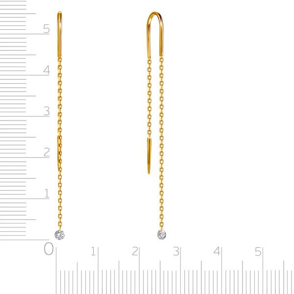 Серьги протяжки из жёлтого золота с бриллиантами (047664)