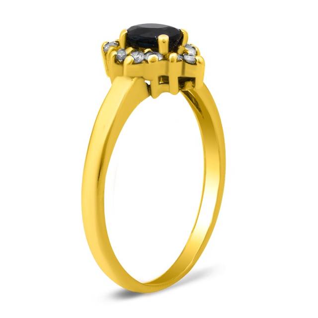 Кольцо из жёлтого золота с бриллиантами и сапфиром (020671)