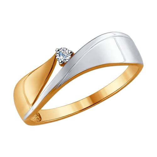 Кольцо из комбинированного золота с бриллиантом (026179)