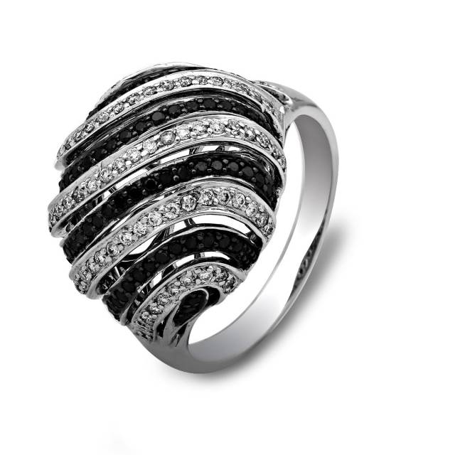Кольцо из белого золота с бриллиантами (016880)