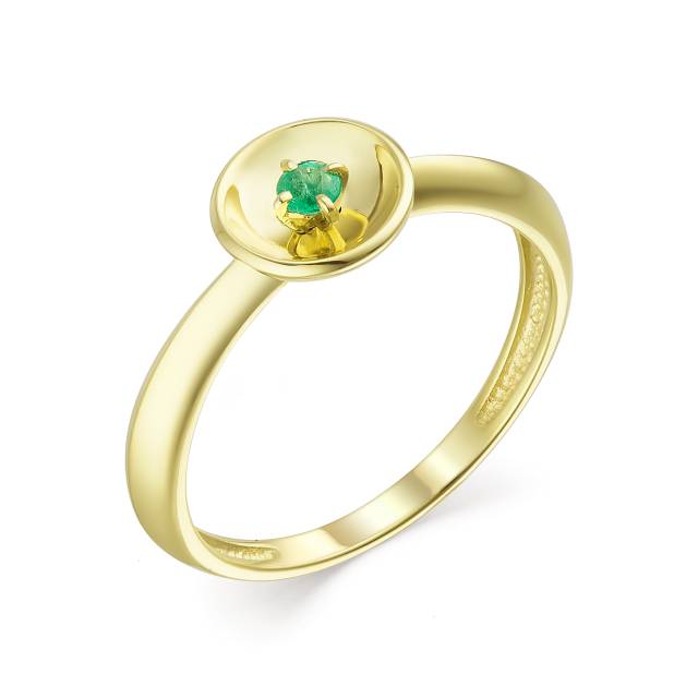 Кольцо из жёлтого золота с изумрудом (044246)