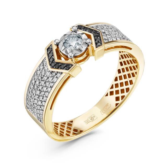 Кольцо из жёлтого золота с бриллиантами (052903)