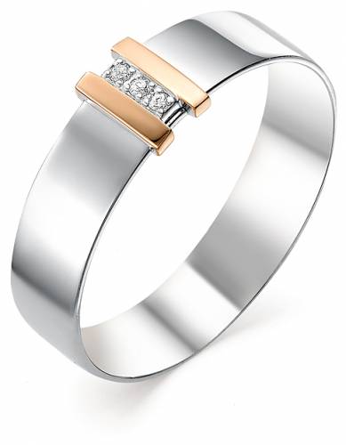 Кольцо из серебра с золотыми вставками и бриллиантами 17.5