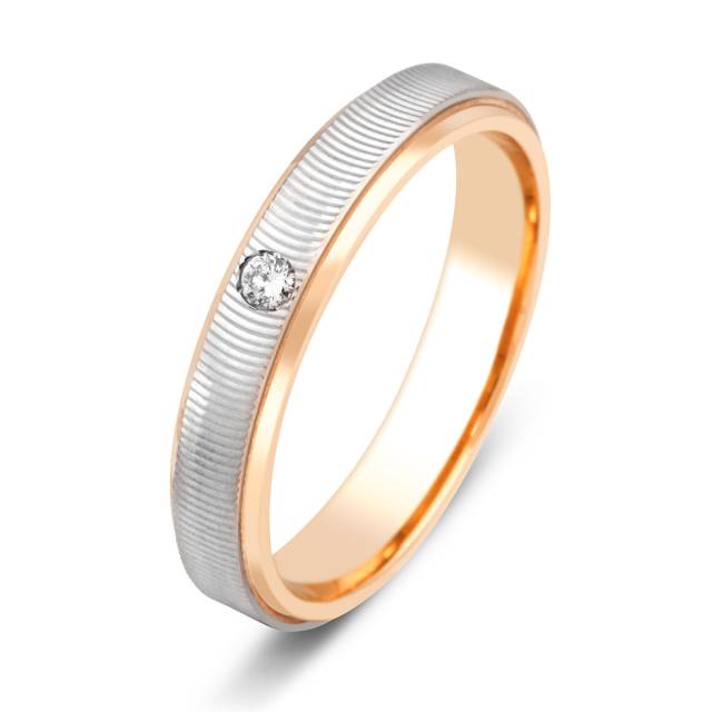 Обручальное кольцо из комбинированного золота с бриллиантом TIAMO (047956)