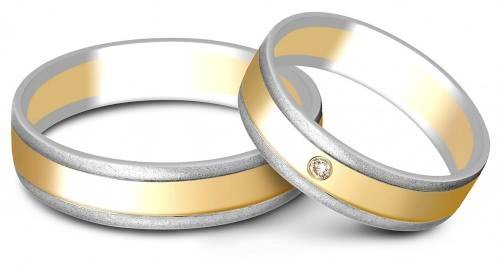 Обручальное кольцо из комбинированного золота с бриллиантом  16.5