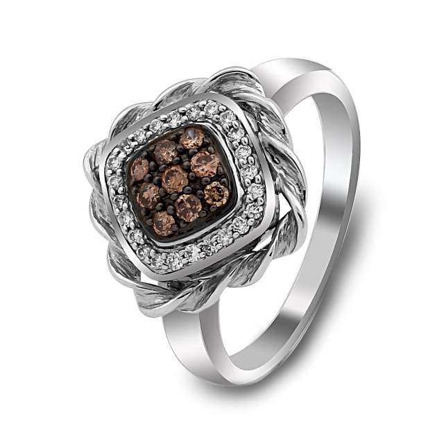 Кольцо из белого золота с бриллиантами (017637)