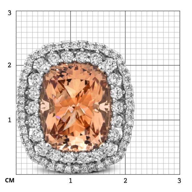 Кольцо из белого золота с бриллиантами и морганитом (050803)