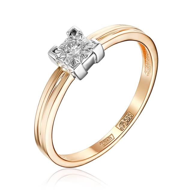 Помолвочное кольцо из комбинированного золота с бриллиантом (053099)