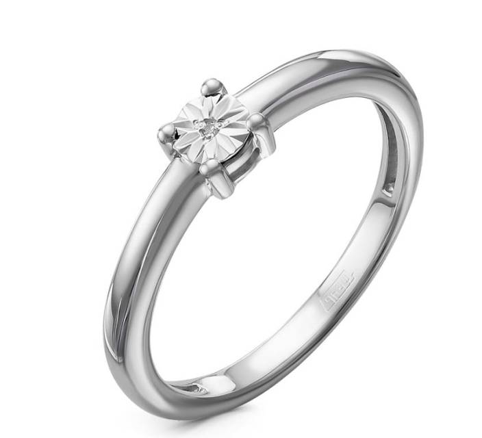 Помолвочное кольцо из белого золота с бриллиантом (052689)