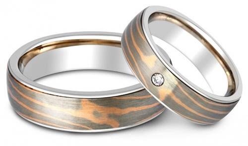 Обручальное кольцо с бриллиантом Мокуме Гане Peter Heim 17.0
