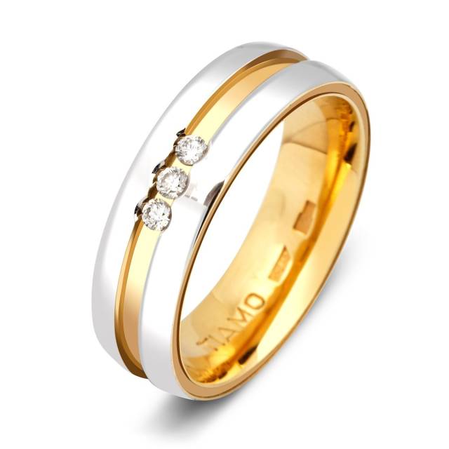 Обручальное кольцо из комбинированного золота с бриллиантами TIAMO (000096)