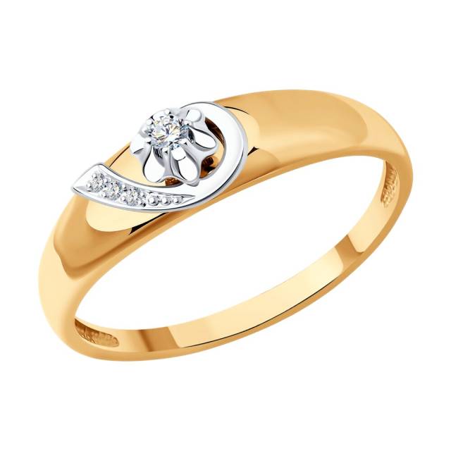 Помолвочное кольцо из красного золота с бриллиантами (048585)
