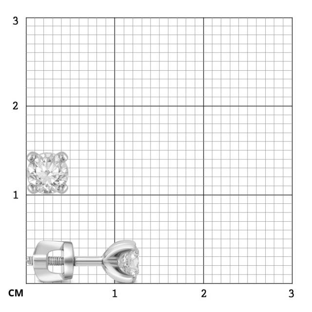 Серьги пусеты из платины с бриллиантами (048966)