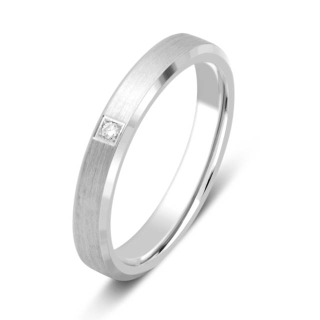 Обручальное кольцо из белого золота с бриллиантом (051361)