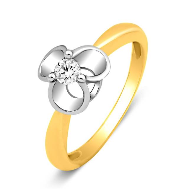 Помолвочное кольцо из комбинированного золота с бриллиантом (018441)