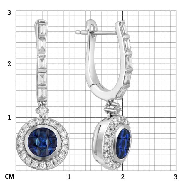 Серьги из белого золота с бриллиантами и сапфирами (043919)