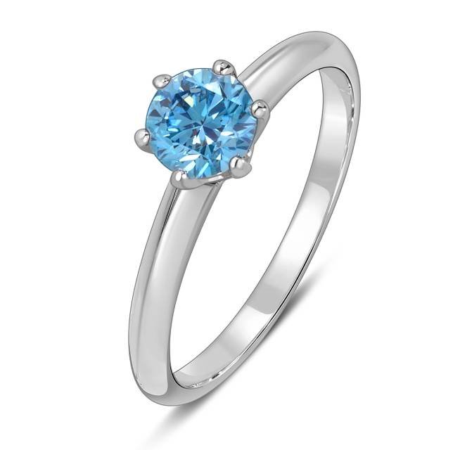 Помолвочное кольцо из белого золота с голубым бриллиантом (060229)