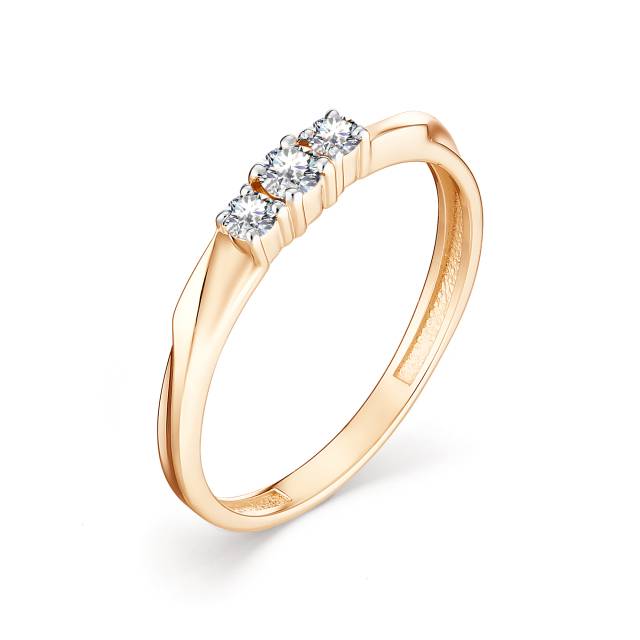 Кольцо из красного золота с бриллиантами (042012)