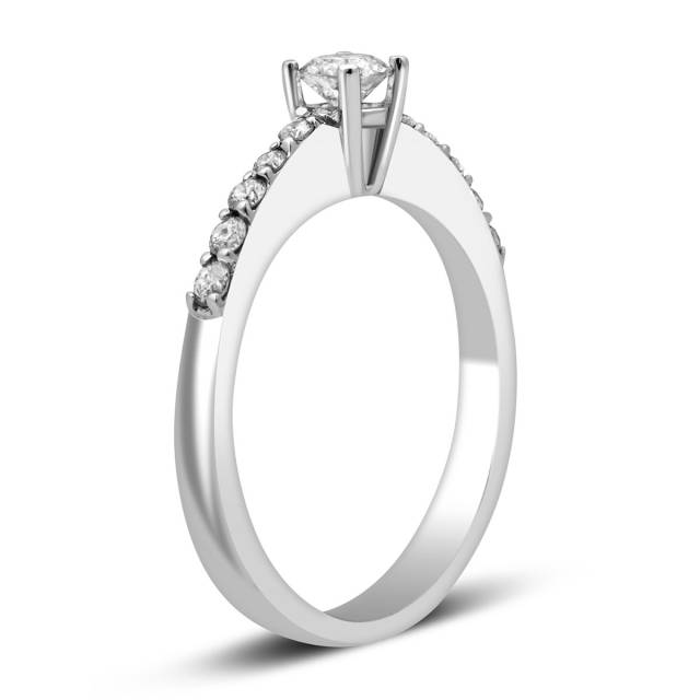 Помолвочное кольцо из белого золота с бриллиантами (010016)