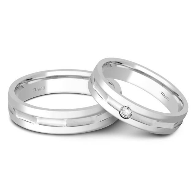 Обручальное кольцо из белого золота  Tiamo (014706)