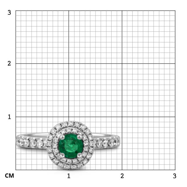 Помолвочное кольцо из белого золота с бриллиантами и изумрудом (049432)