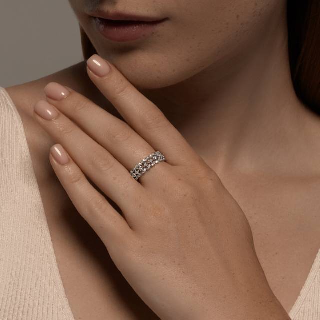 Кольцо из белого золота с бриллиантами (056208)