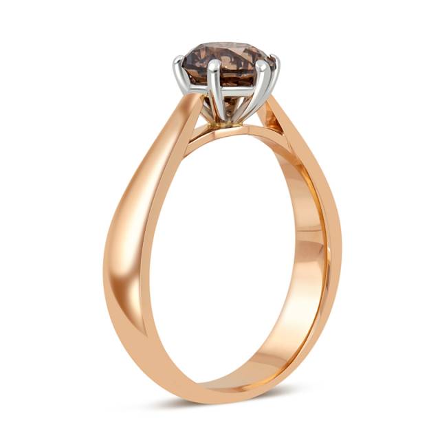 Помолвочное кольцо из комбинированного золота с коньячным бриллиантом  (049295)