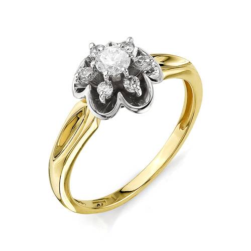 Помолвочное кольцо из комбинированного золота с бриллиантом (034471)