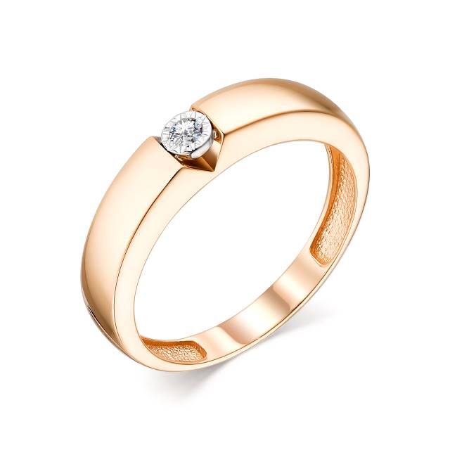 Помолвочное кольцо из красного золота с бриллиантом (044312)