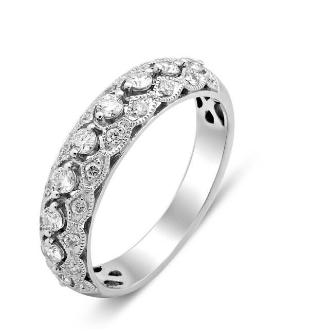 Обручальное кольцо из белого золота с бриллиантами (028687)