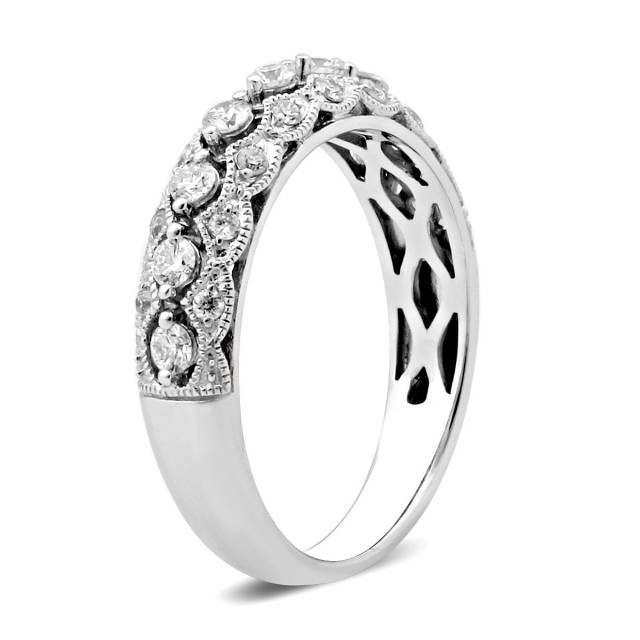 Обручальное кольцо из белого золота с бриллиантами (028687)