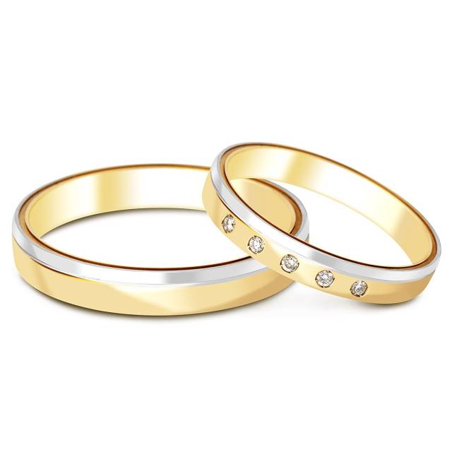 Обручальное кольцо из комбинированного золота с бриллиантами TIAMO (000041)