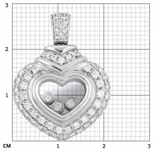 Кулон  из белого золота с бриллиантами "Сердце"