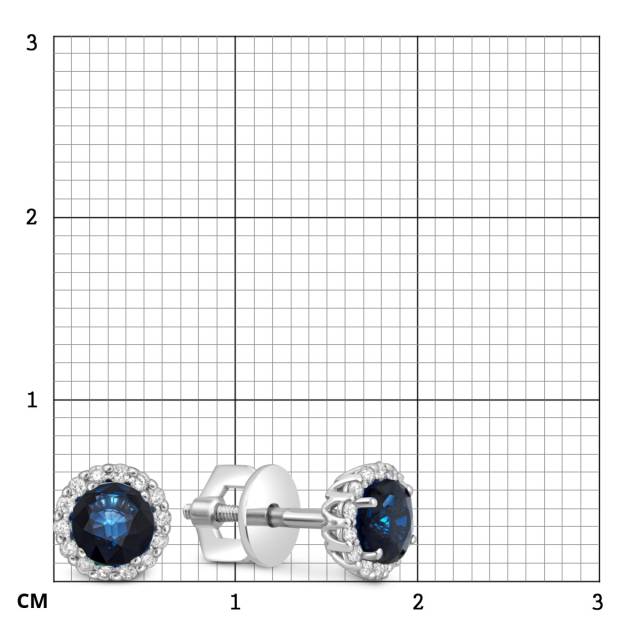 Серьги пусеты из белого золота с бриллиантами и сапфирами (050818)