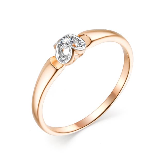 Помолвочное кольцо из красного золота с бриллиантами (040728)
