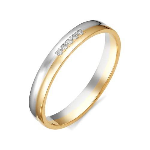 Обручальное кольцо из комбинированного золота с бриллиантами (033009)
