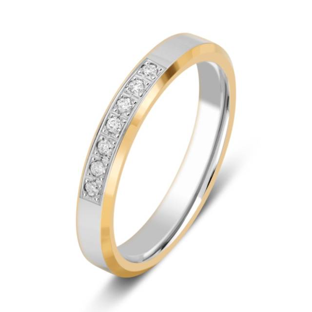 Обручальное кольцо из комбинированного золота с бриллиантами (028749)