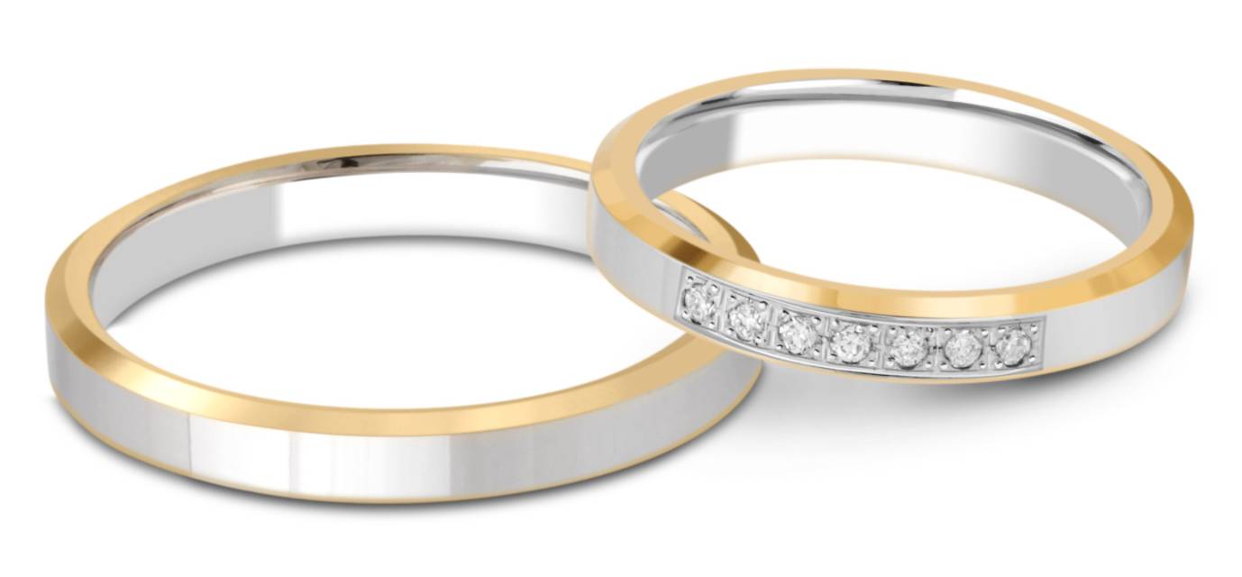Обручальное кольцо из комбинированного золота с бриллиантами (028749)