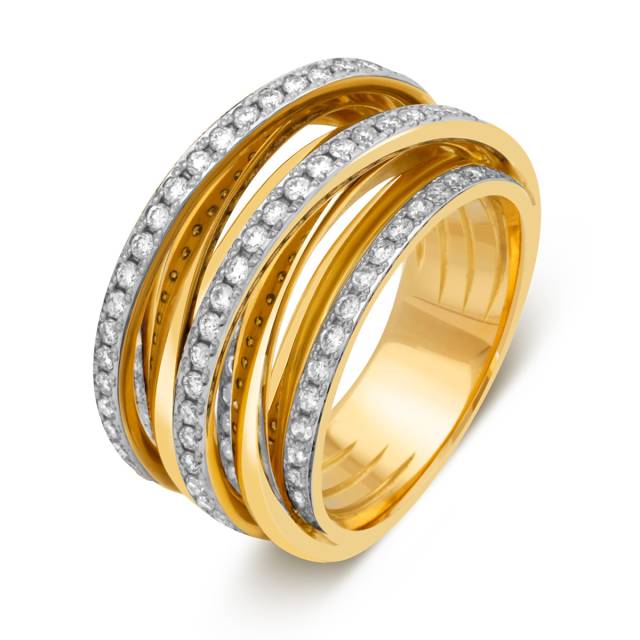 Кольцо из жёлтого золота с бриллиантами (025737)