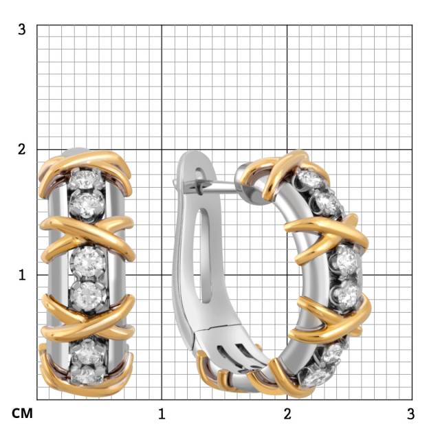 Серьги из комбинированного золота с бриллиантами (046435)
